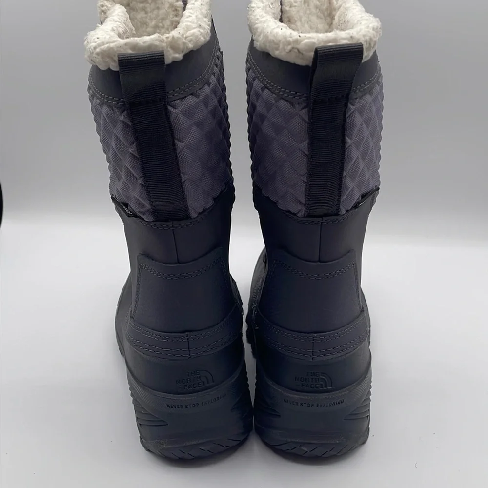 The North Face Gray Purple Winter Boots Waterproof Faux Fur Big Kid Size 5 Warm - Picture 8 of 16